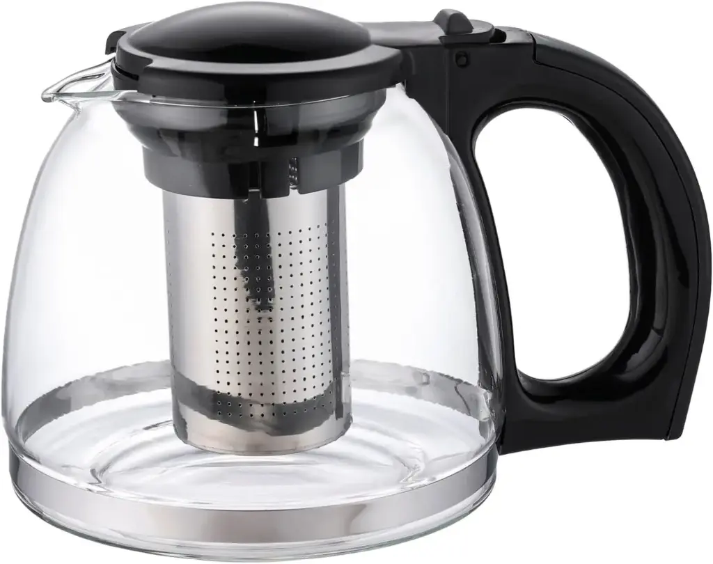 Michelino Glas-Teekanne "Eddy" aus Borosiklikatglas mit Edelstahl-Teesieb (1200 ml)
