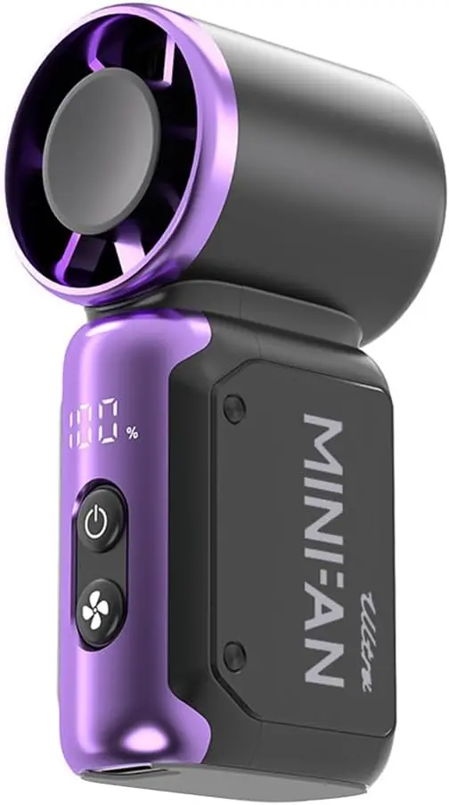 199 Speeds Handheld Mini Fan with LED Display, Rechargeable Personal Cooling Fan for Travel Outdoor ﻿ (purple)