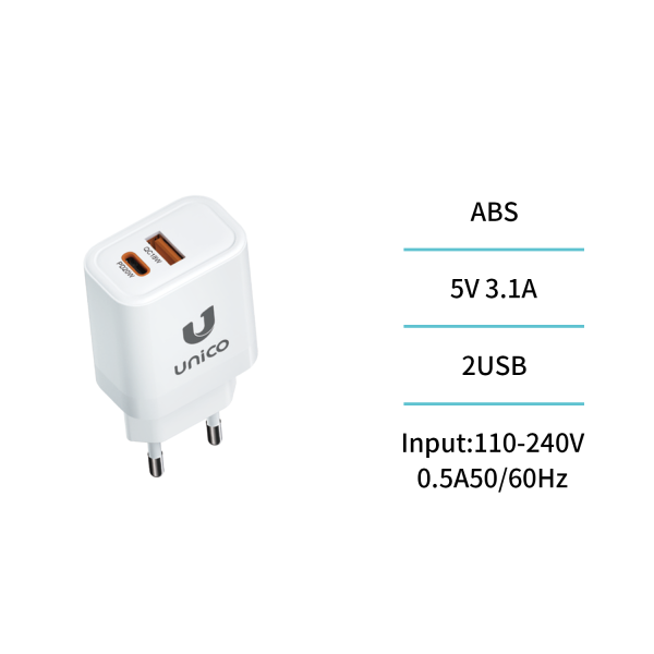 [HC1687 - 17337] Dual-USB- und Typ-C-PD-3.0-20W-Schnellladegerät